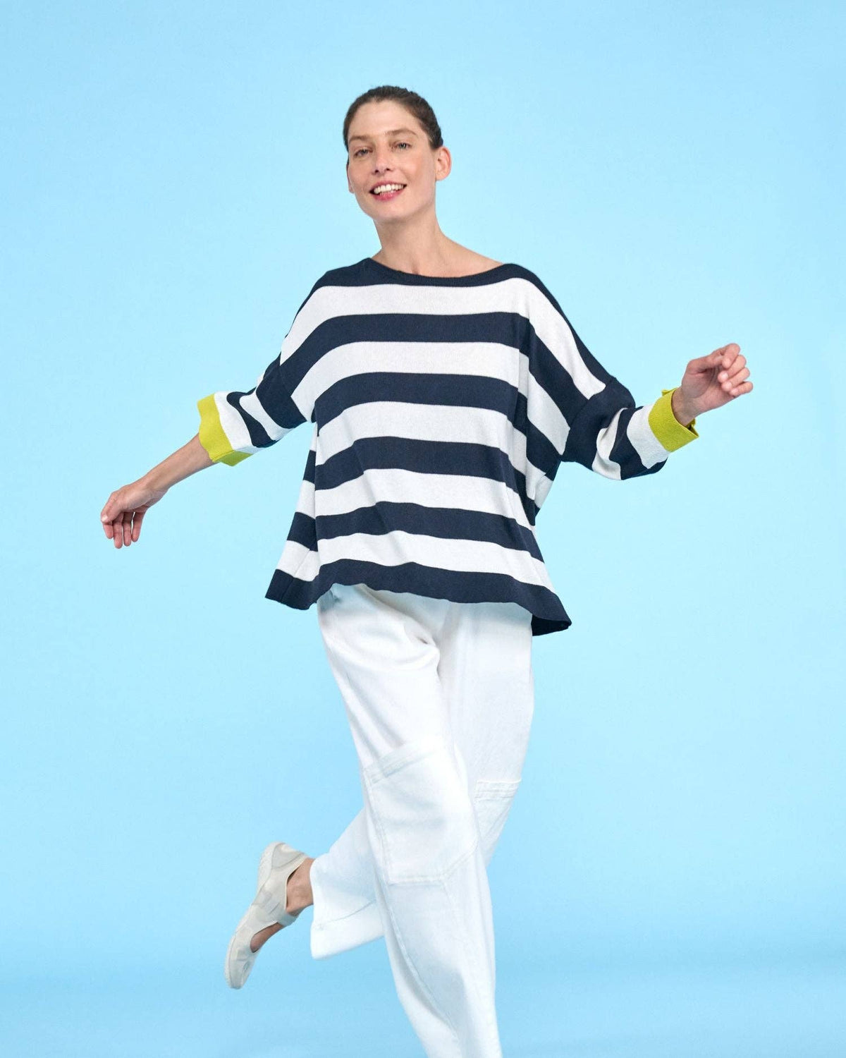 Jetty Striped Sweater, Lemon Trim: Lime / ONE SIZE