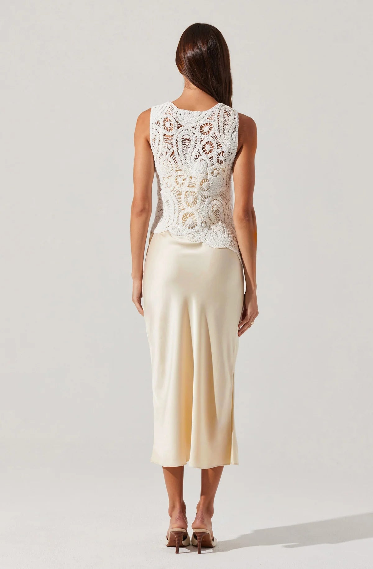 Martina Crochet Layered Satin Dress ACDR102696