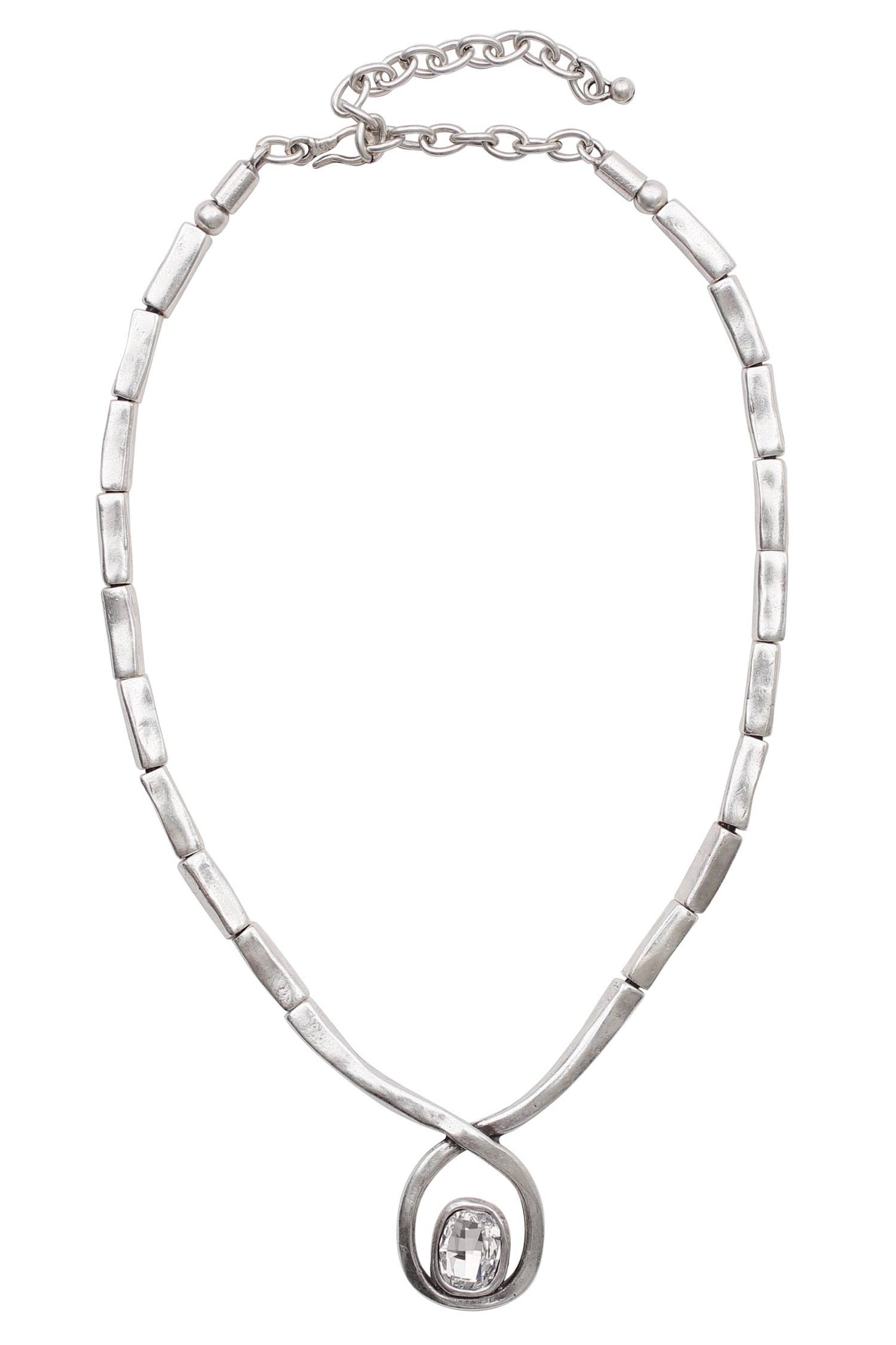 Handmade Crystal Pewter Necklace - 3885