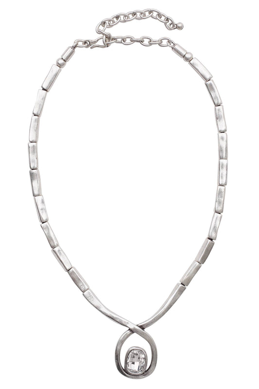Handmade Crystal Pewter Necklace - 3885