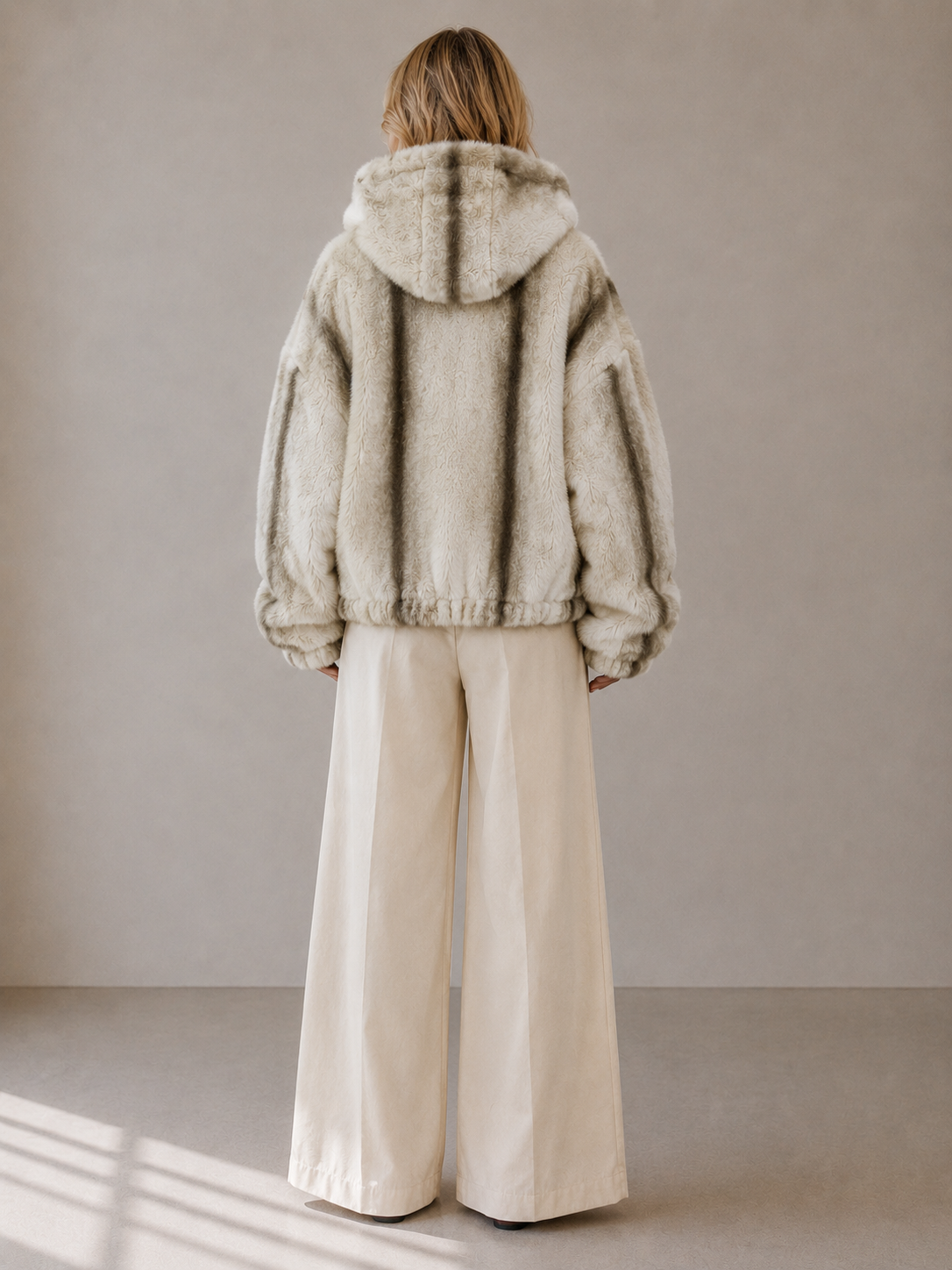 Oyster Bay Jacket — Hooded Faux Fur Zip Jacket: Espresso Leopard / S/M