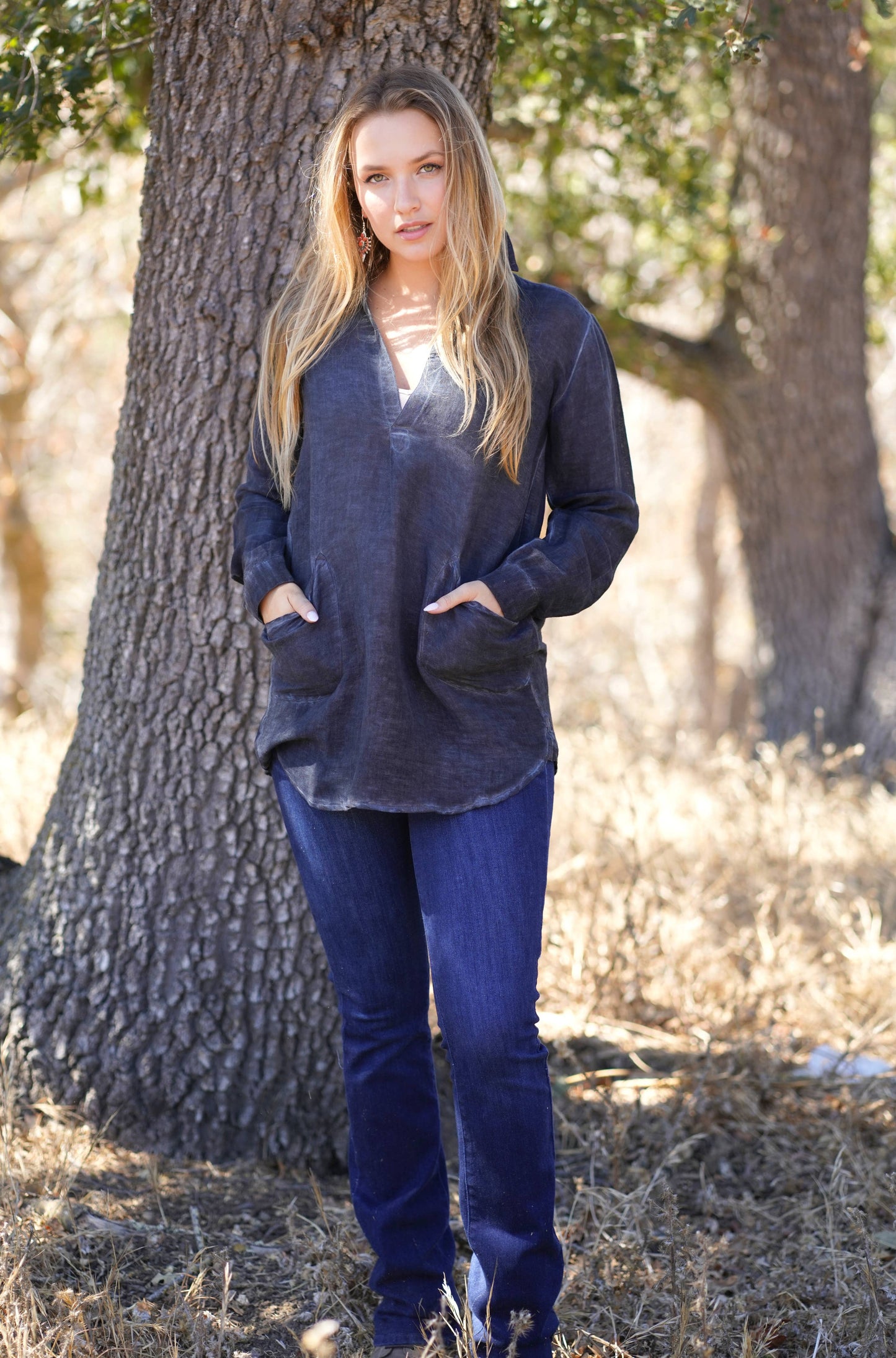 Anoushka Linen Top Navy: Navy / XL