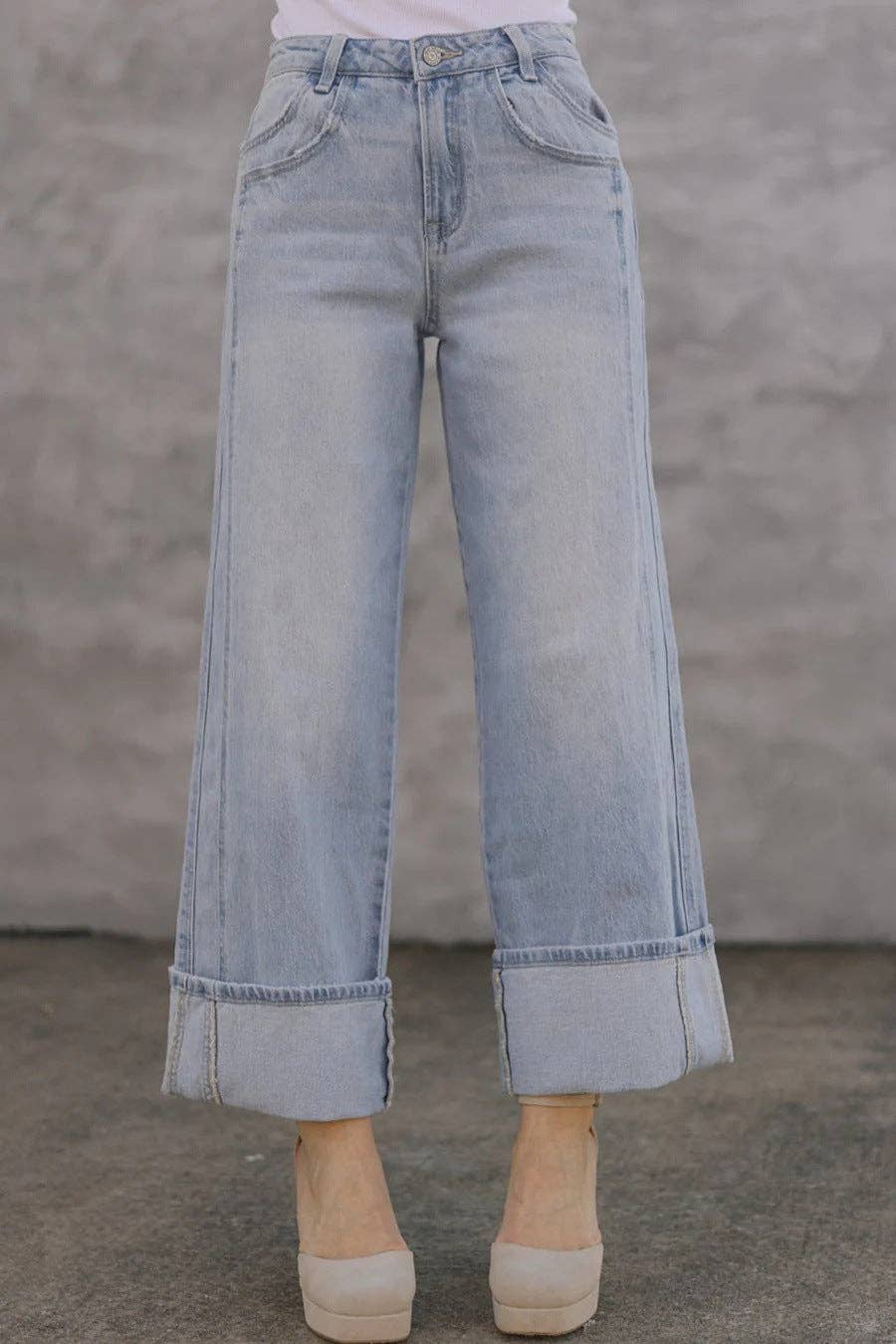 Casual Loose-Fit Mid-Rise Straight Leg Women's Fashion Jeans: Dark Blue / L