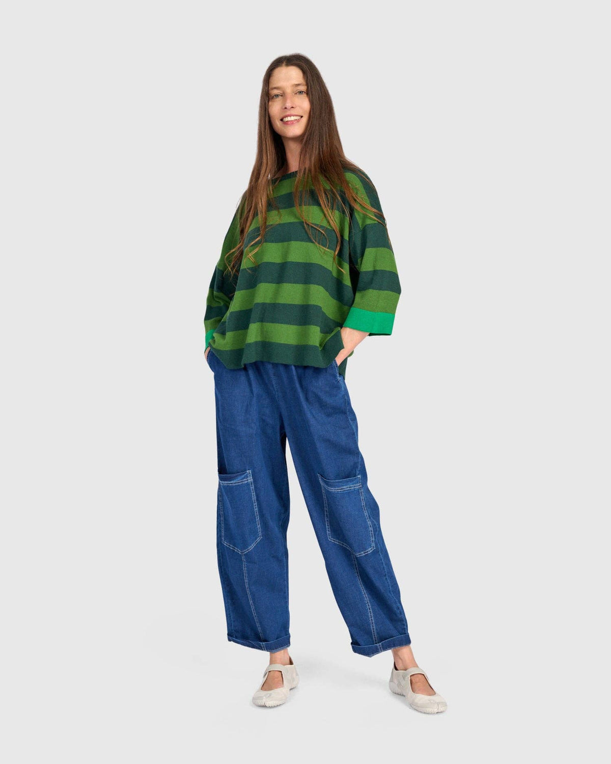 Skipper Stripe Sweater, Green: Green / ONE SIZE