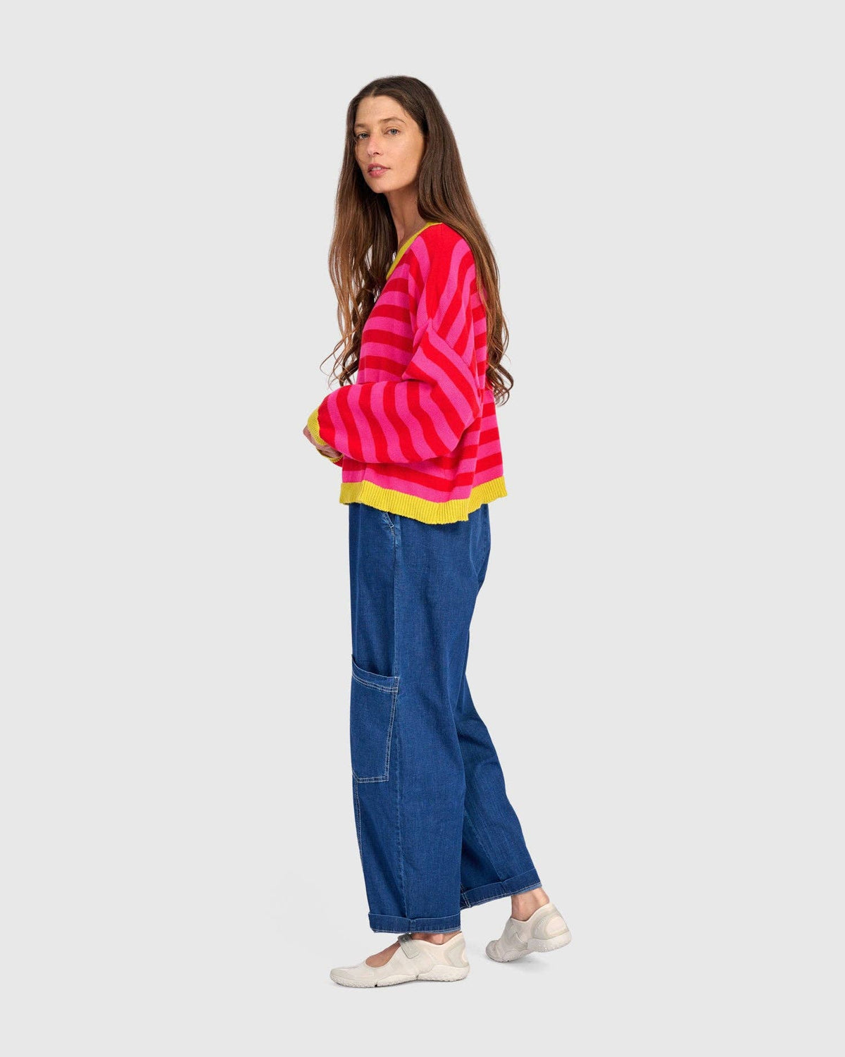 Lolly Stripe Sweater, Fuchsia: Fuchsia / ONE SIZE
