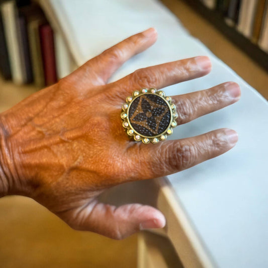 Round Rhinestone Ring, Up-cycled Round Ring