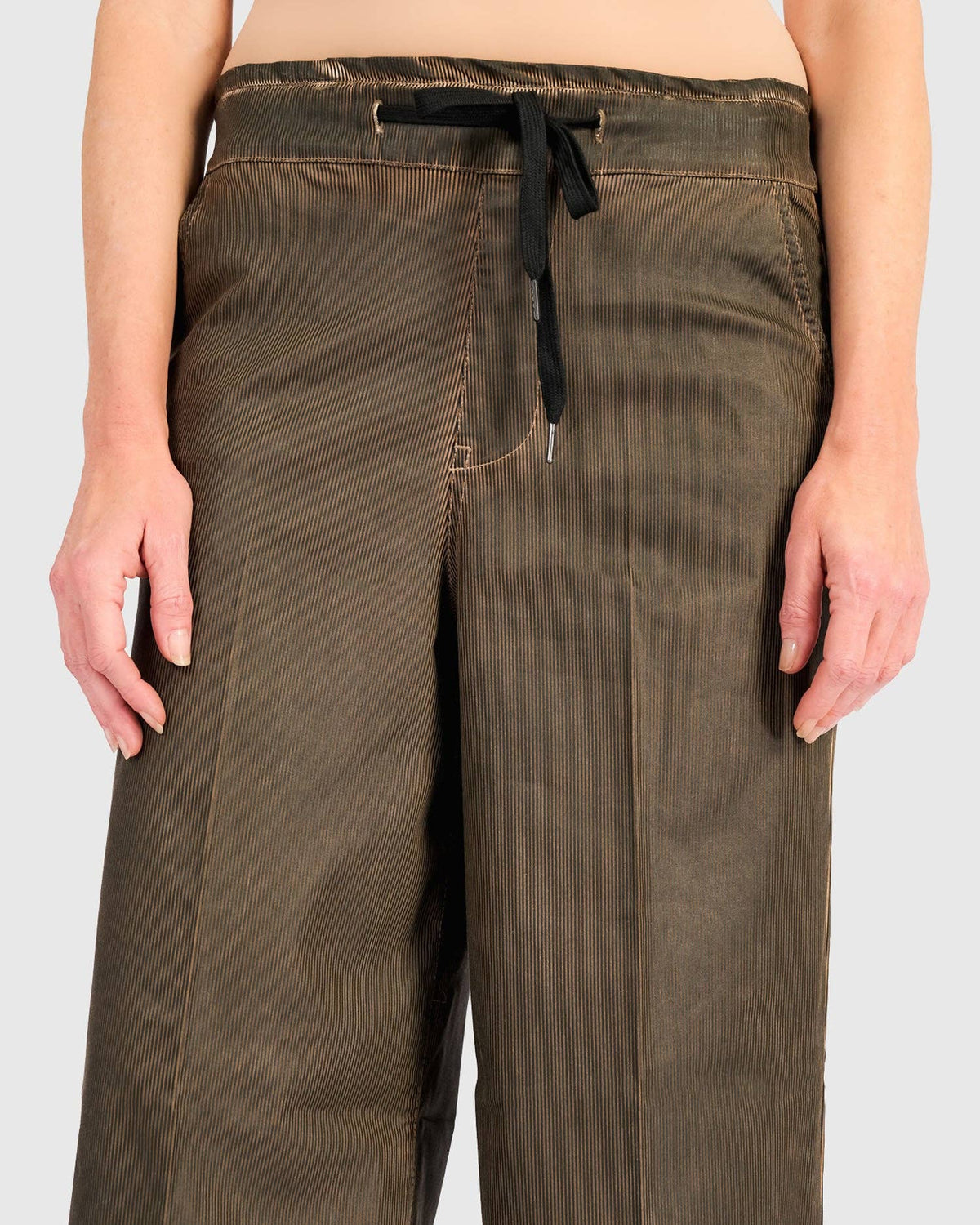 Pinstripe Wide Leg Stretch Jeans, Hickory: Brown / 3 (US 10-12)