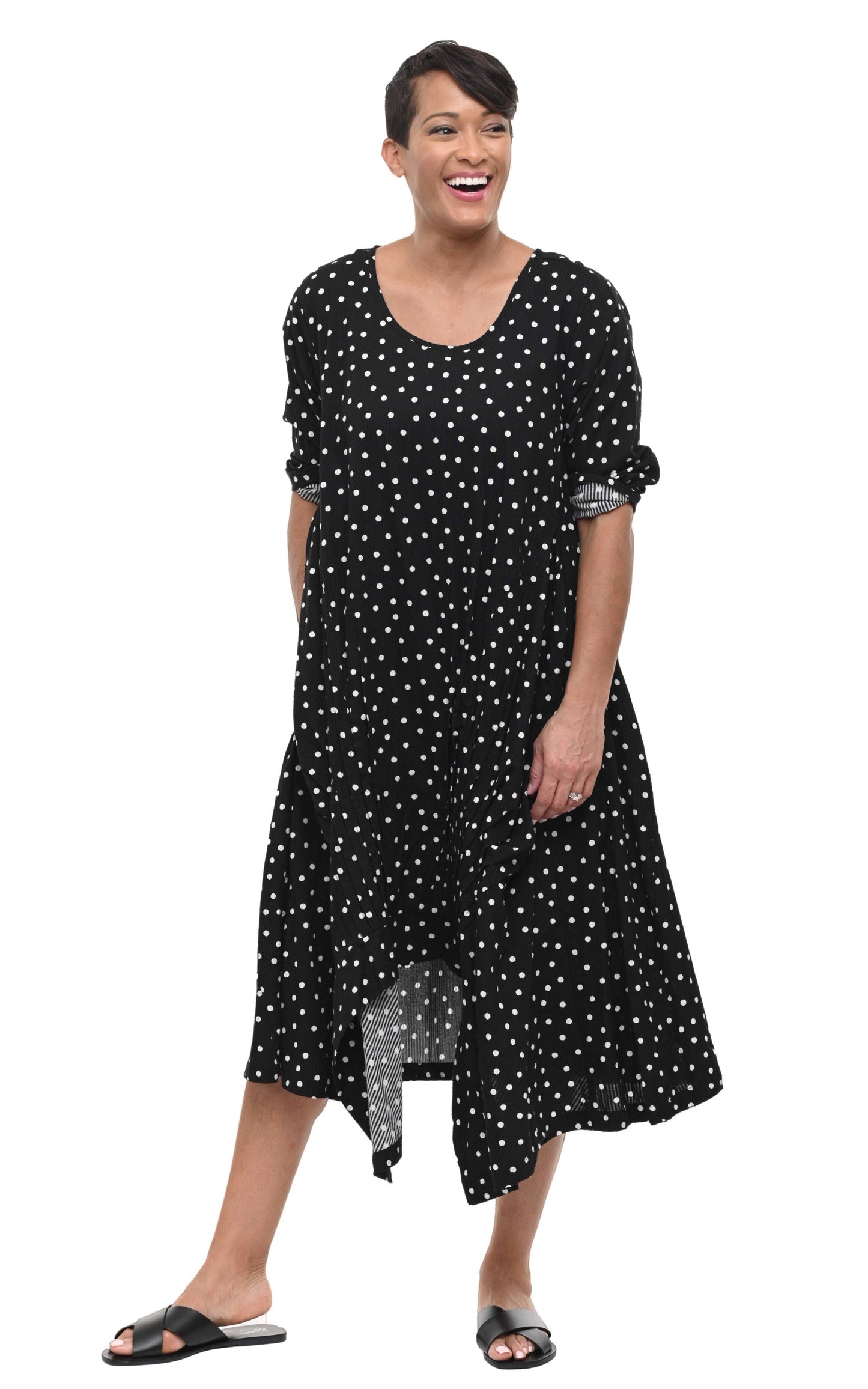 CV49 Lexi Dress in Black White  Dot*: S