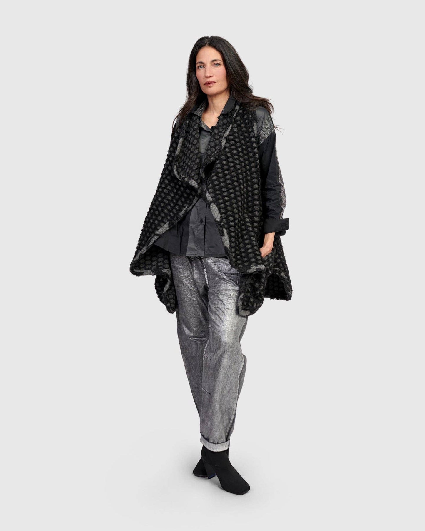 Ashen Cozy Draped Vest, Net: Net / S (US 8-12)