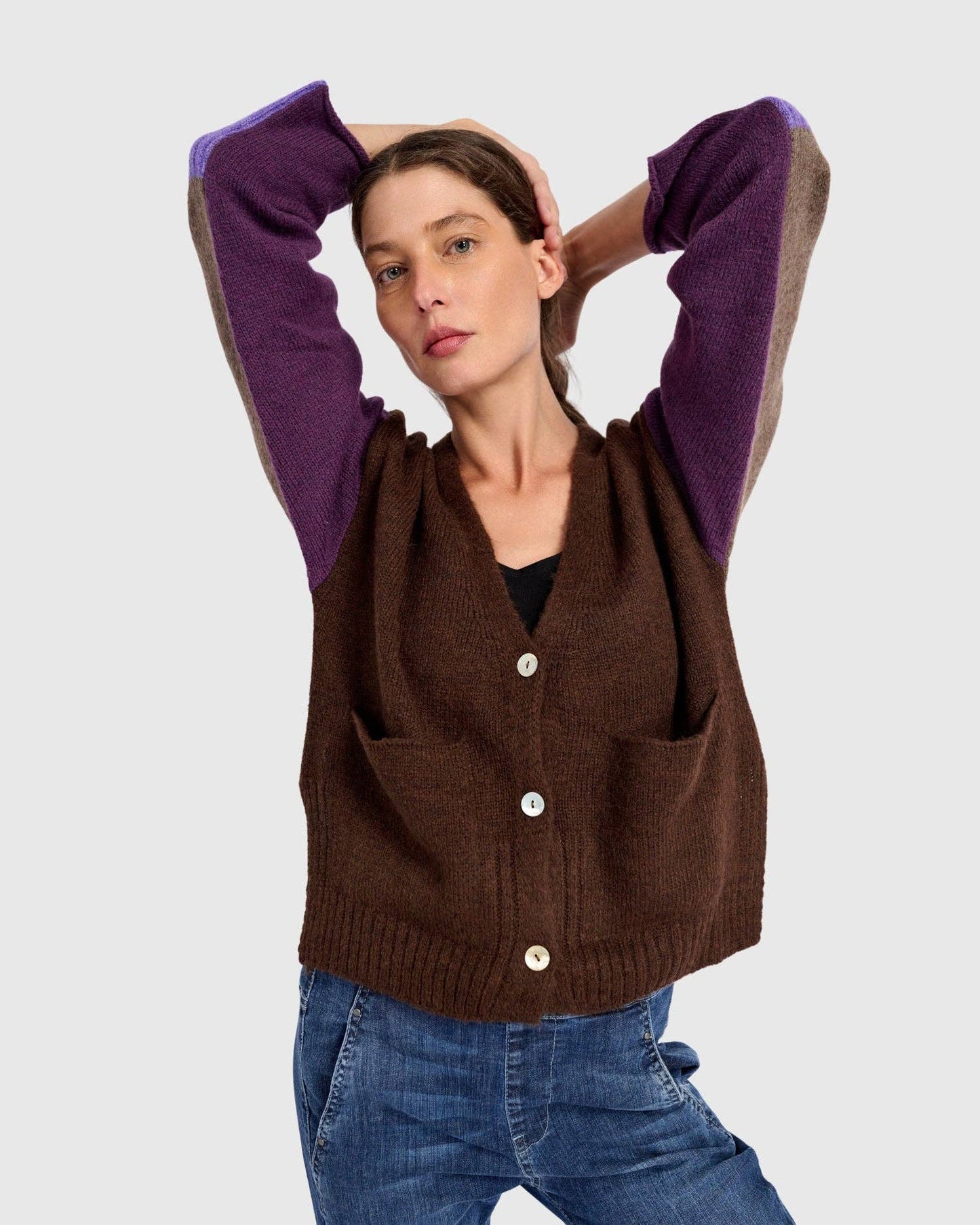 Finch Cardigan, Brown/Purple: MIX / ONE SIZE