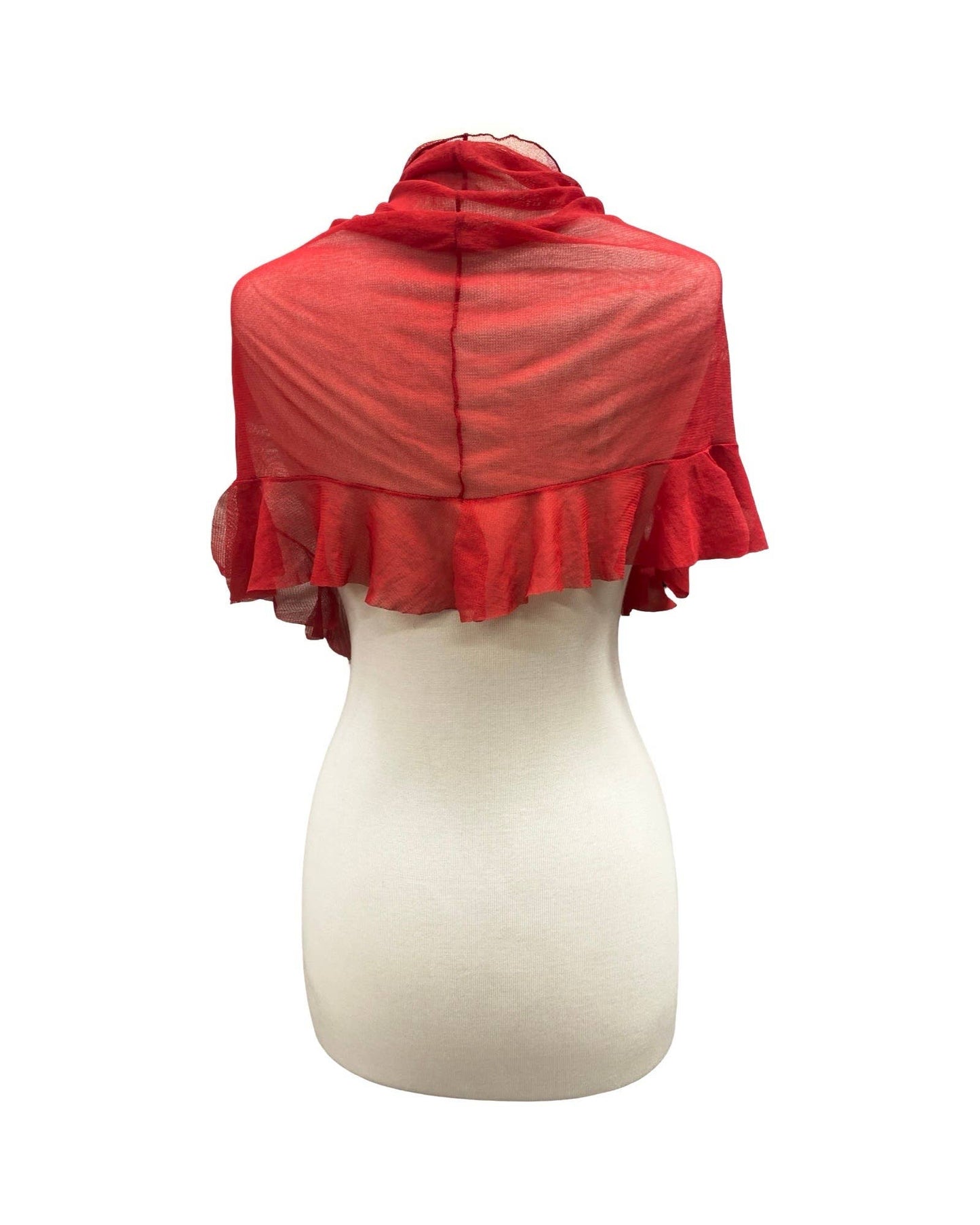 MAXIMA Ruffled Long Sheer Shawl Stole Wrap SCARLET - Elana Kattan