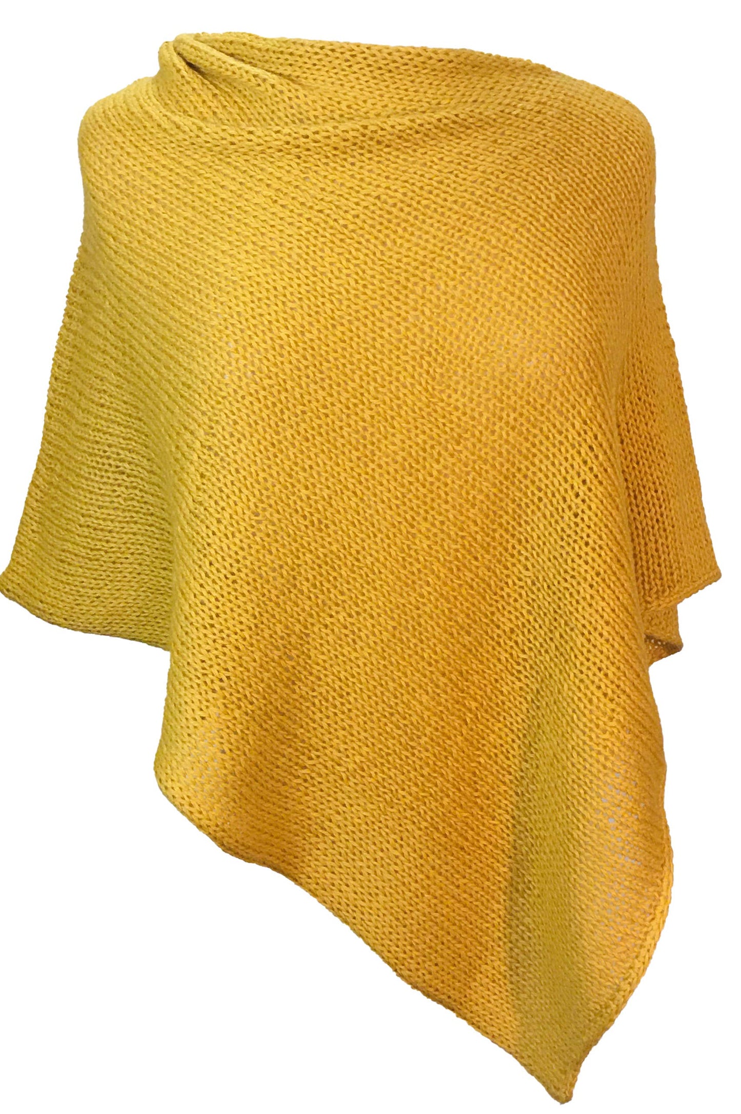 Alpaca Hand Knit Poncho Wrap: Mustard Yellow