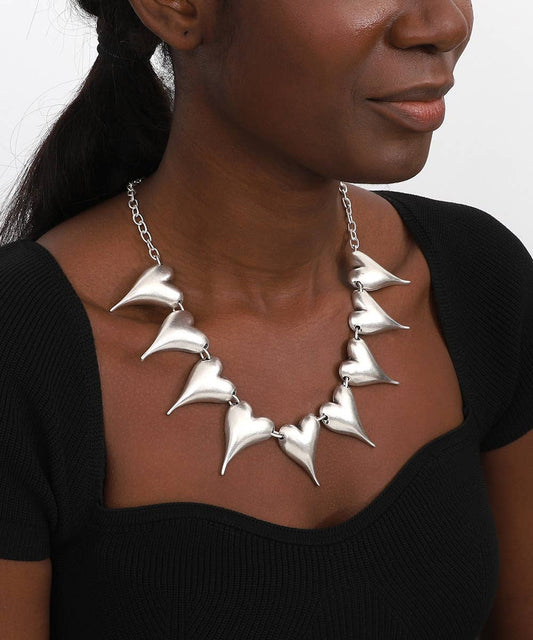 Antique Silver Plated Heart Pendant Necklace
