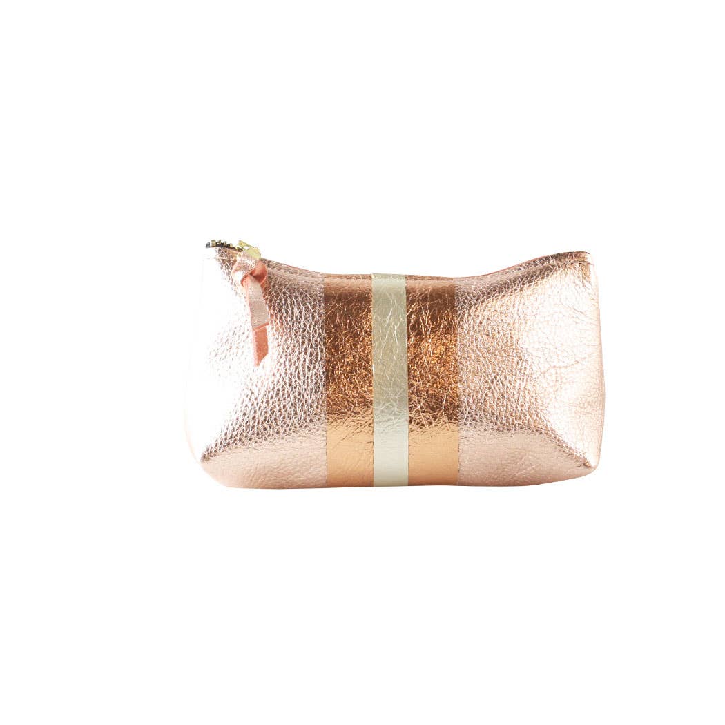 The Metallic Stripe Smaller Makeup Clutch: Bardot: Mango w/layered stripe: Platinum-Bronze