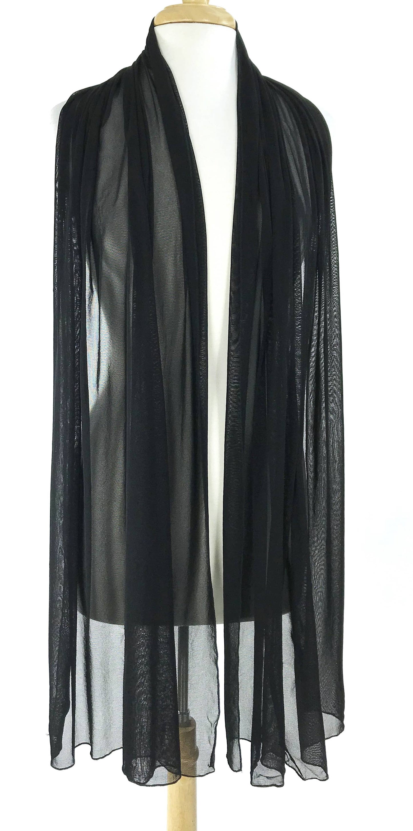 MAXIMA Long & Wide Sheer Shawl Stole Wrap Black - Elana Kattan