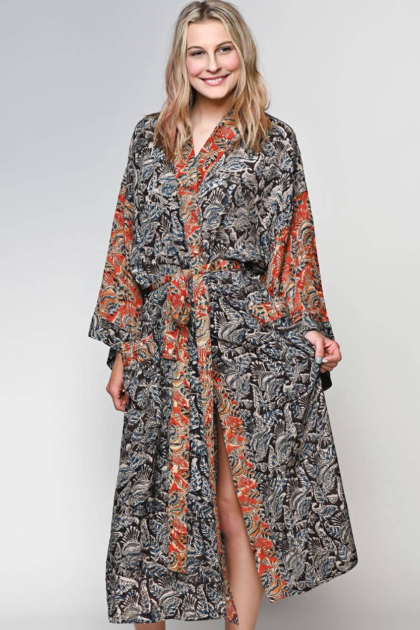 Kalamkari Kimono Robes - Sevya Handmade