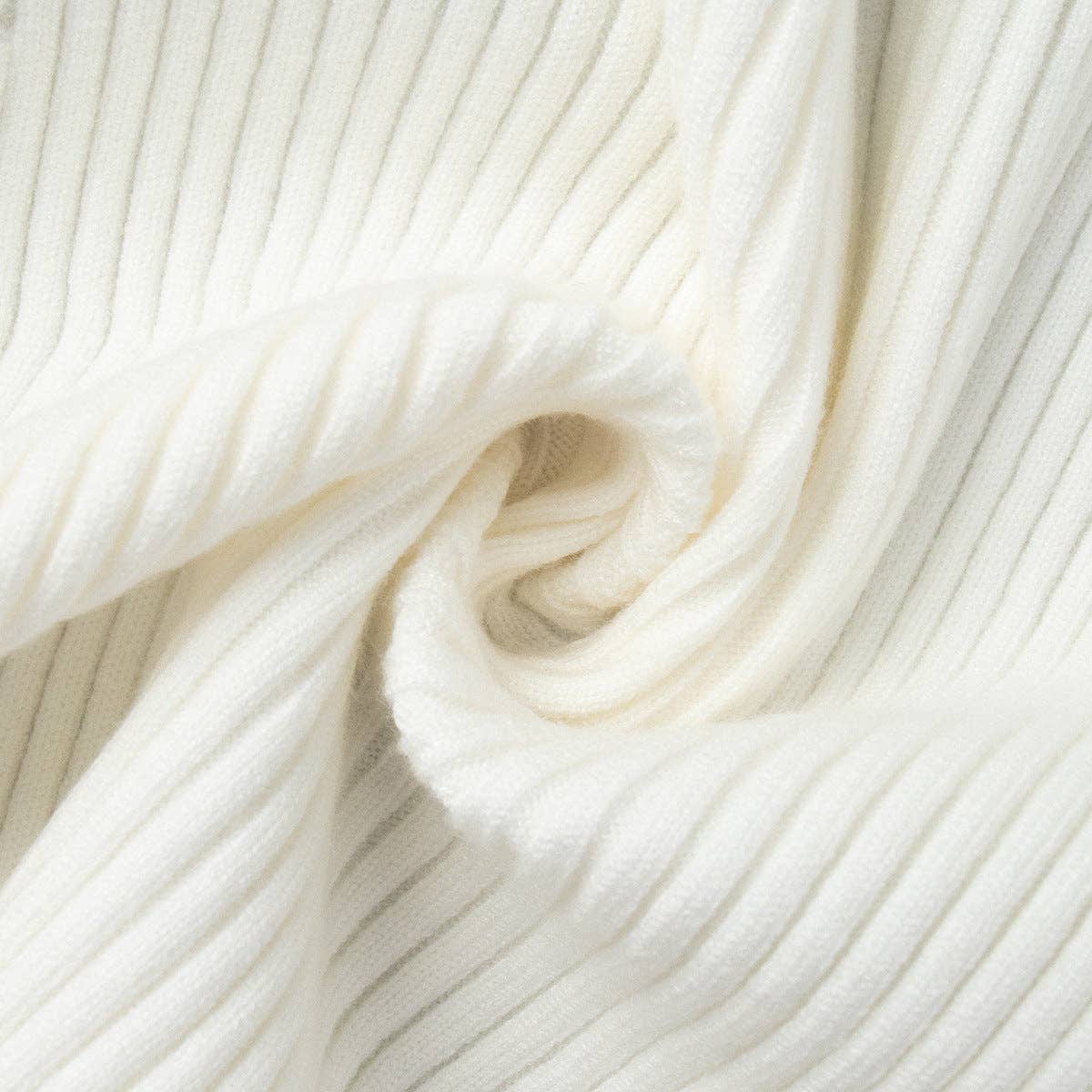Casual Long Sleeve Cardigan Zipper Knit Jacket for Women: White / S