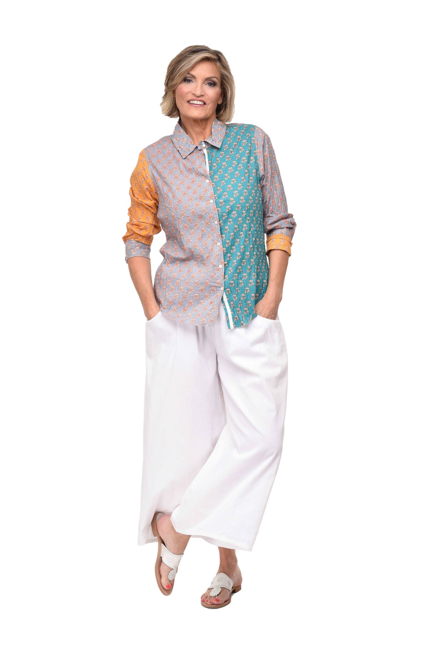 CV1087 Gretchen Button Down in Gingko*: XL
