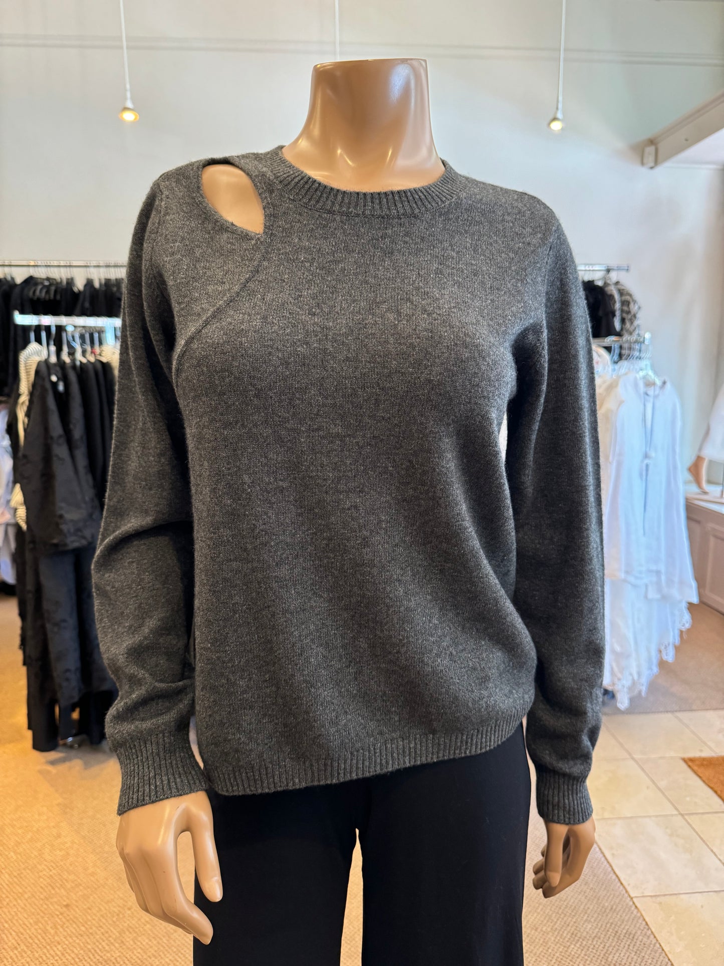 Cashmere Cut Out Crewneck Sweater - Minnie Rose