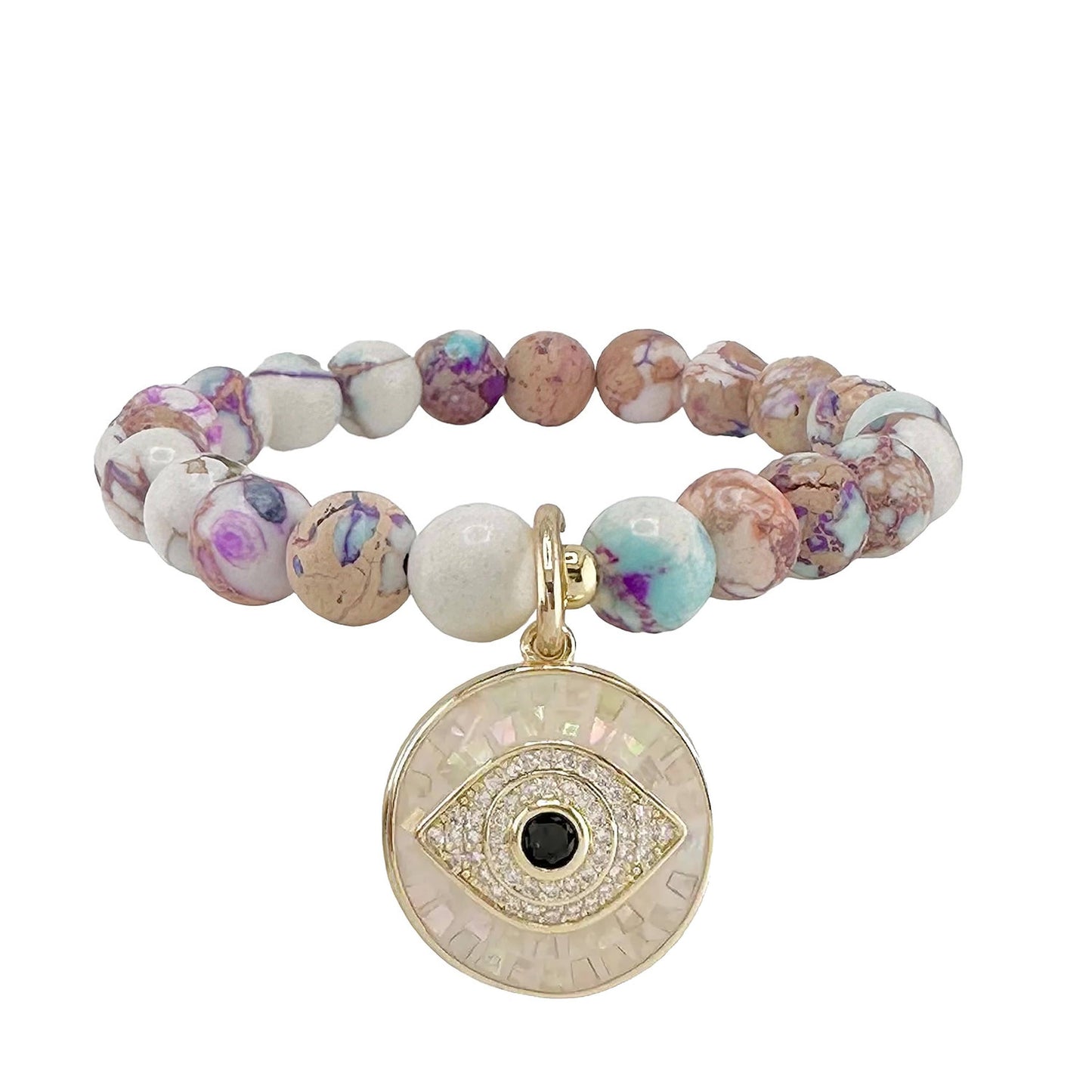 Lena Sea Sediment Jasper Evil Eye Bracelet: Blue