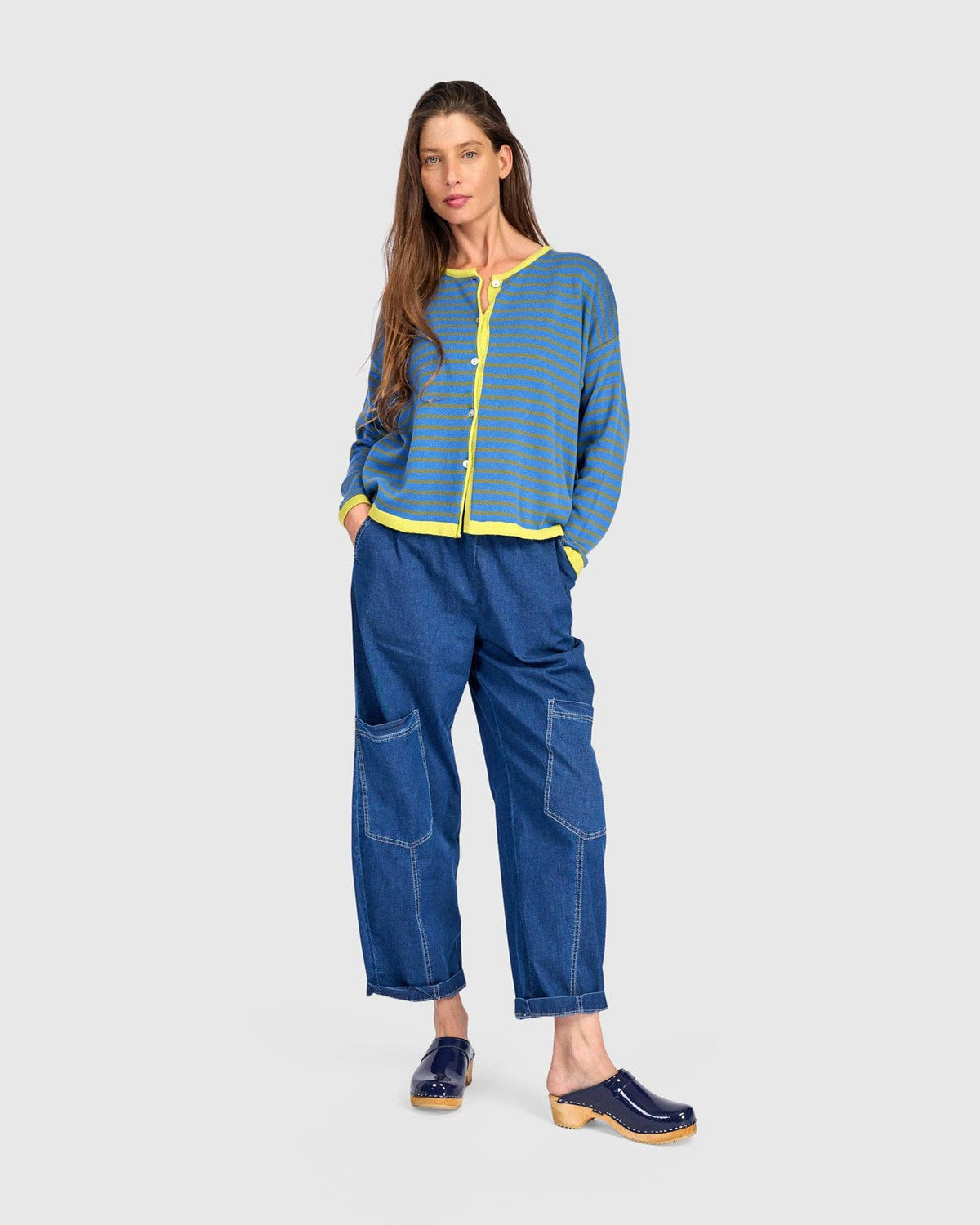 Thimble Trimmed Cardigan, Indigo: Indigo / ONE SIZE