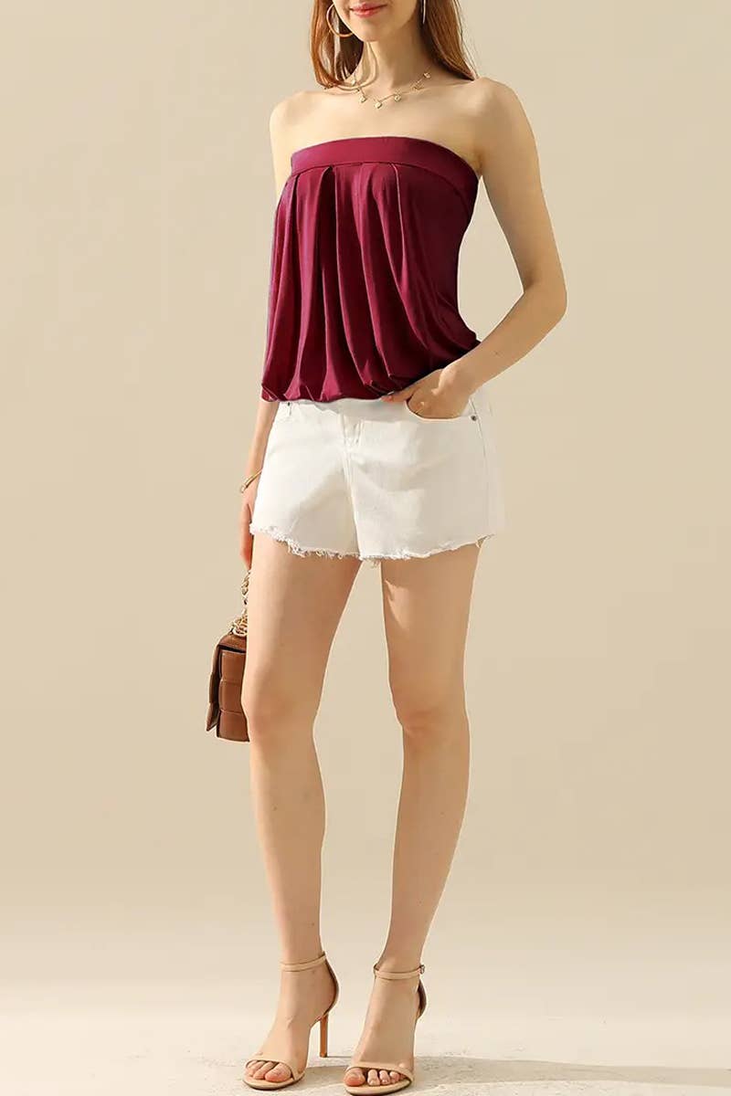 Seamless Ribbed Bandeau Top for Layering: MUSTARD / (L) 1
