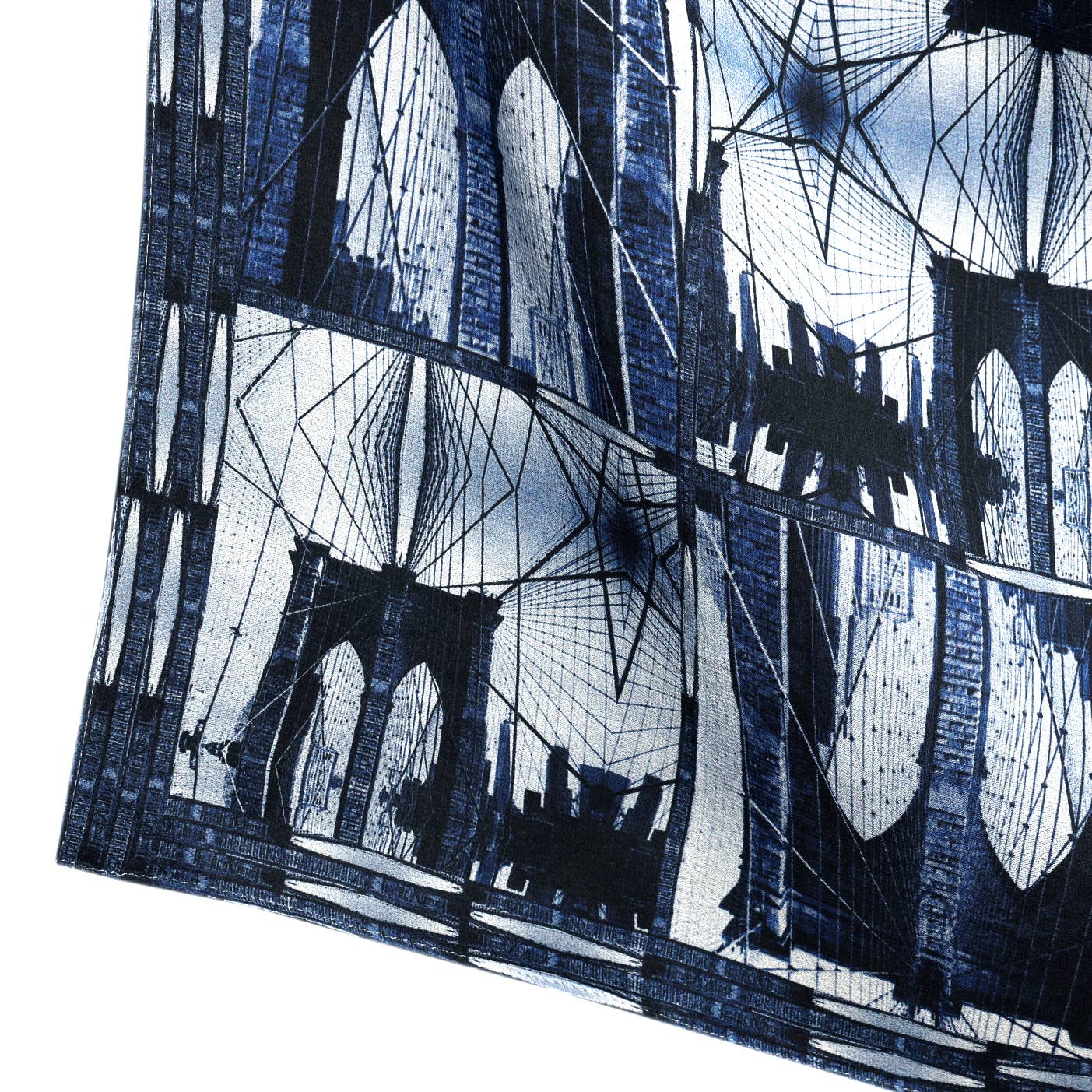Silk 26 Inch Square Scarf - Brooklyn Bridge - Blue