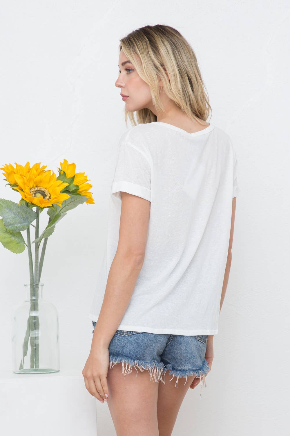 31433T - Star Studded Slub Cotton Jersey Tee: WHITE / MEDIUM