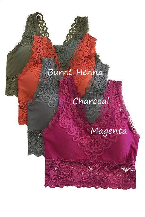 Plus Padded Lace Bralette: BLACK / 3-3 (1XL-2XL)