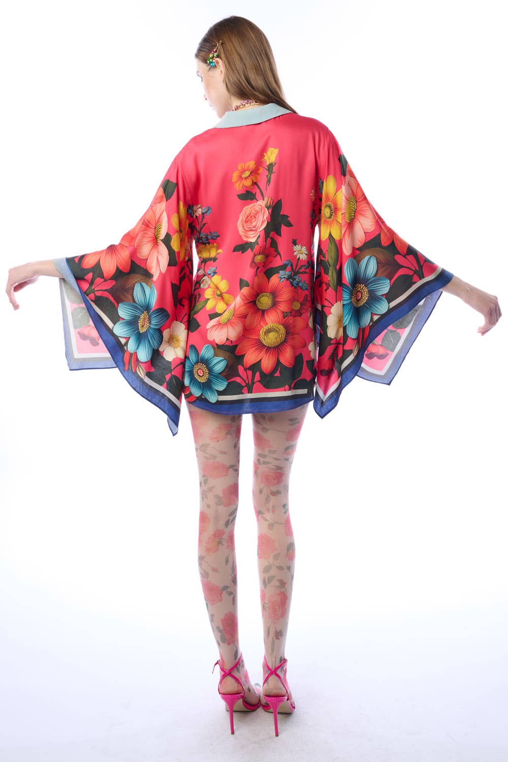 Floral Garden Shirt | Button-Down Blouse | Long Sleeves Top: Rose Floral / M