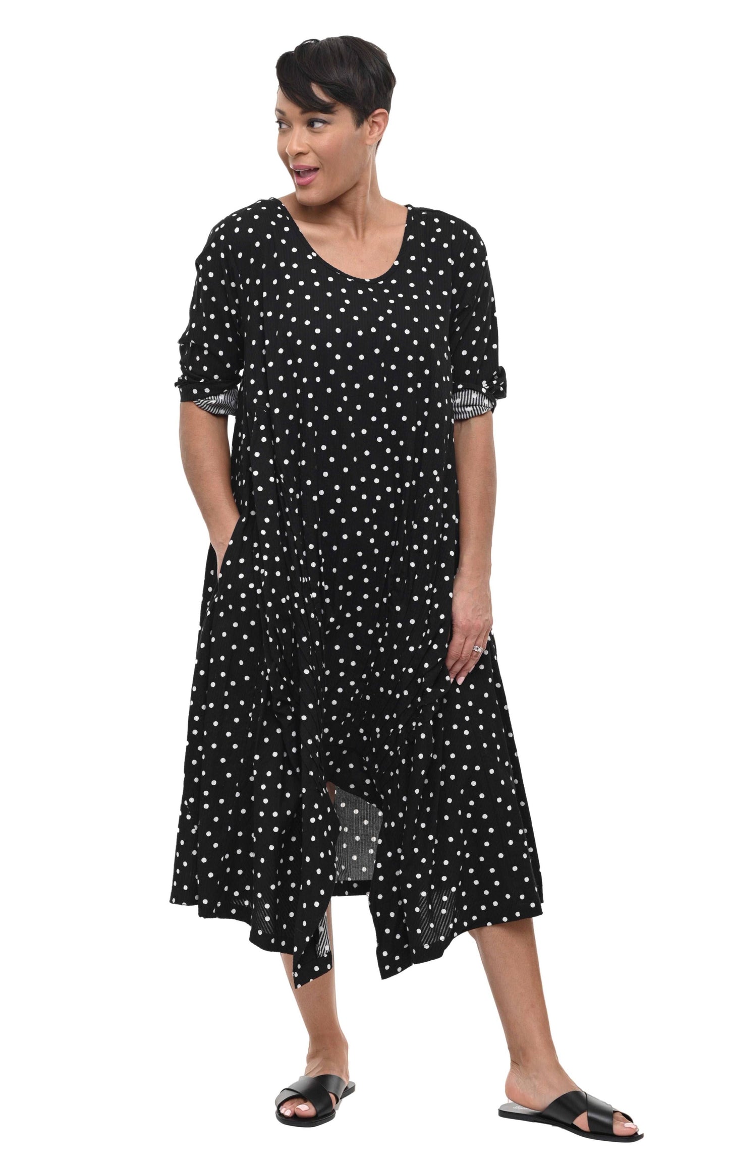 CV49 Lexi Dress in Black White  Dot*: S