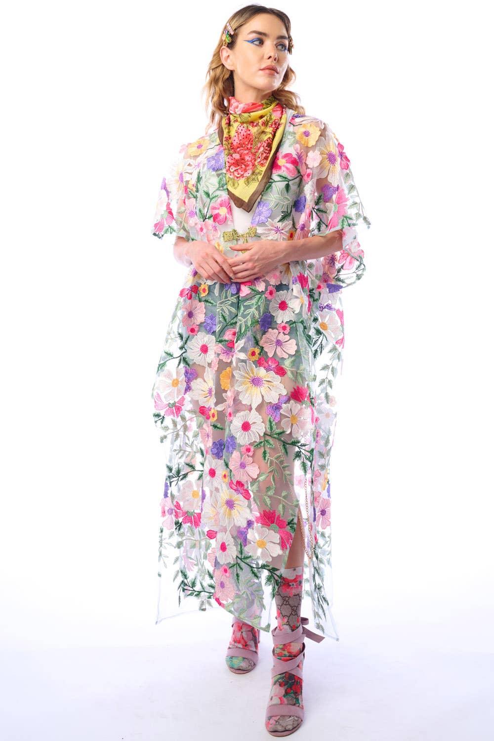 Carmelia Kimono | Floral Mesh Kimono | Women’s Kimono: Floral Mesh / One size