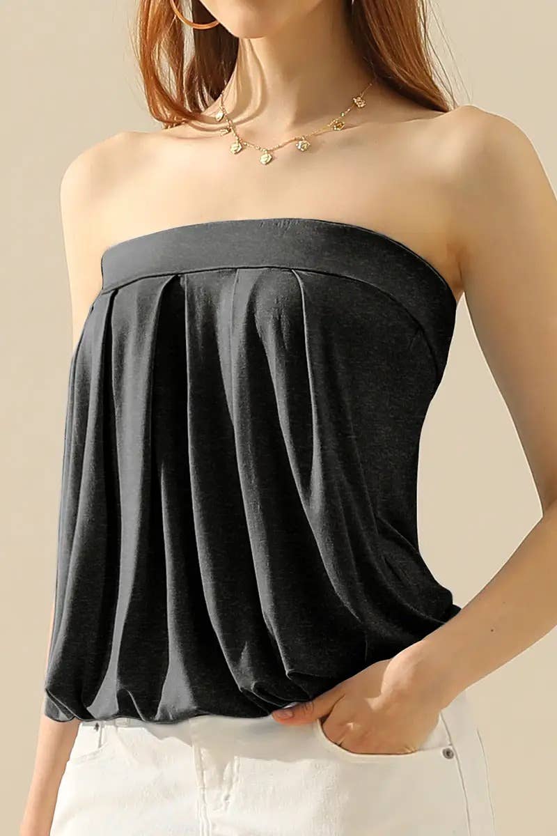 Seamless Ribbed Bandeau Top for Layering: MUSTARD / (L) 1