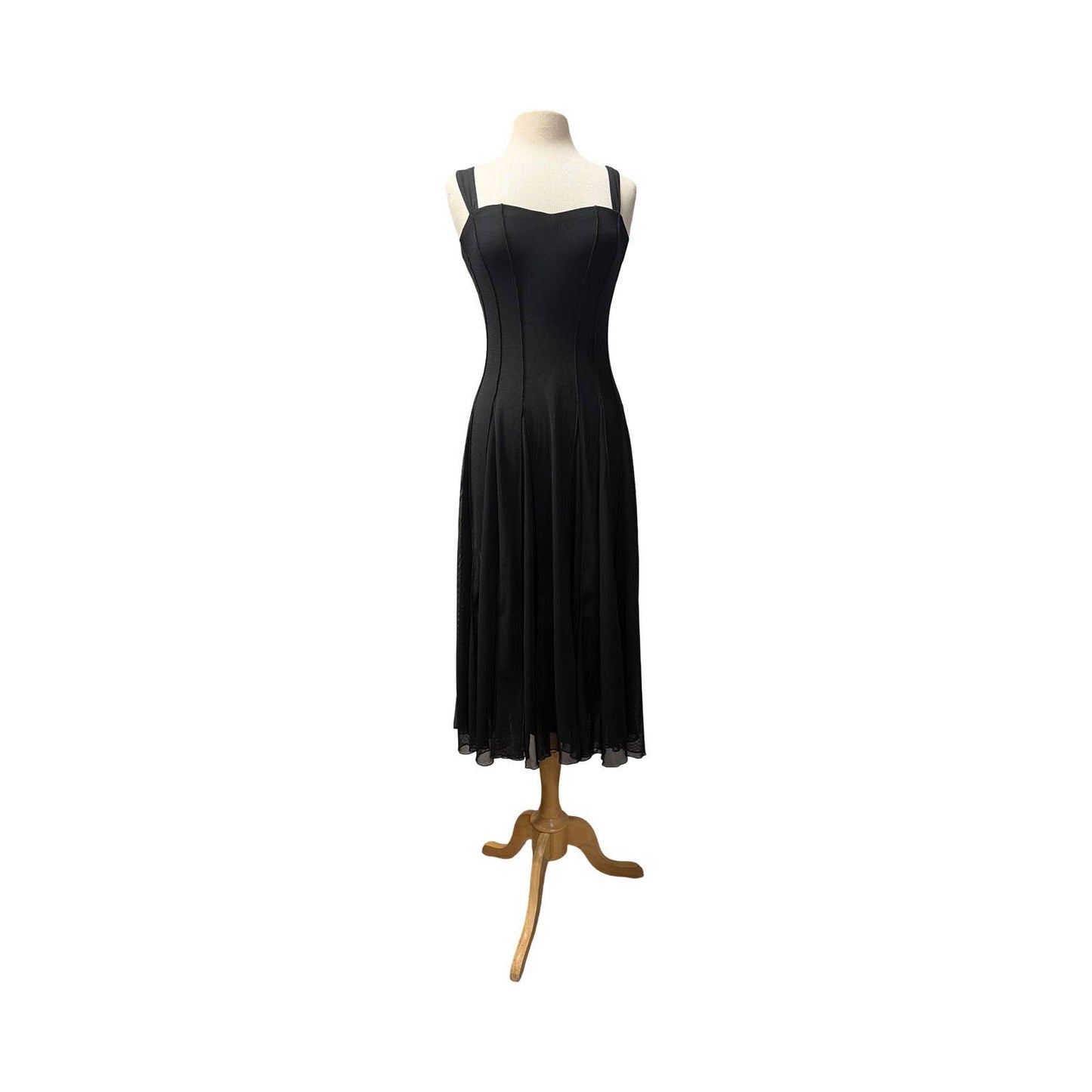MAXIMA  Tea Length Fit N Flare Paneled Dress Black: L