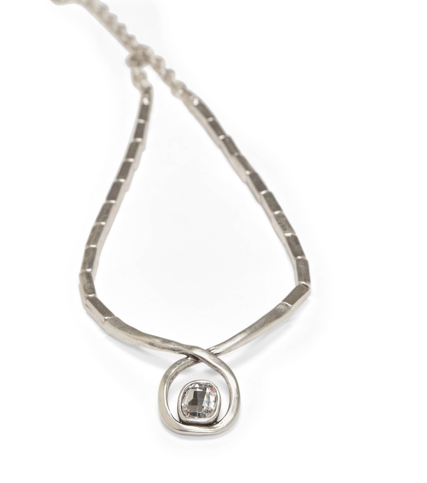 Handmade Crystal Pewter Necklace - 3885
