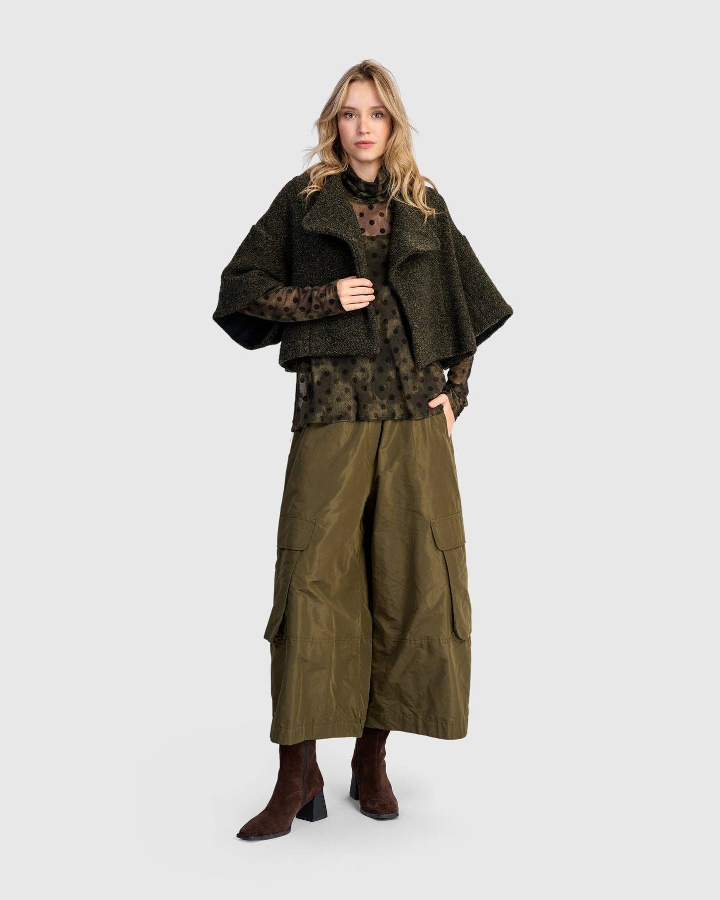 Urban Capulet Crop Jacket, Khaki: Khaki / S (US 8-12)