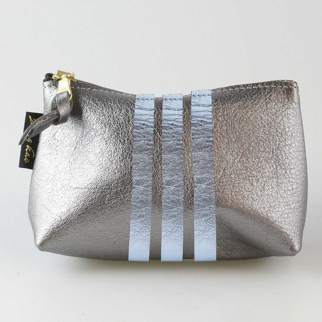 The Metallic Stripe Smaller Makeup Clutch: Bardot: Mango w/layered stripe: Platinum-Bronze