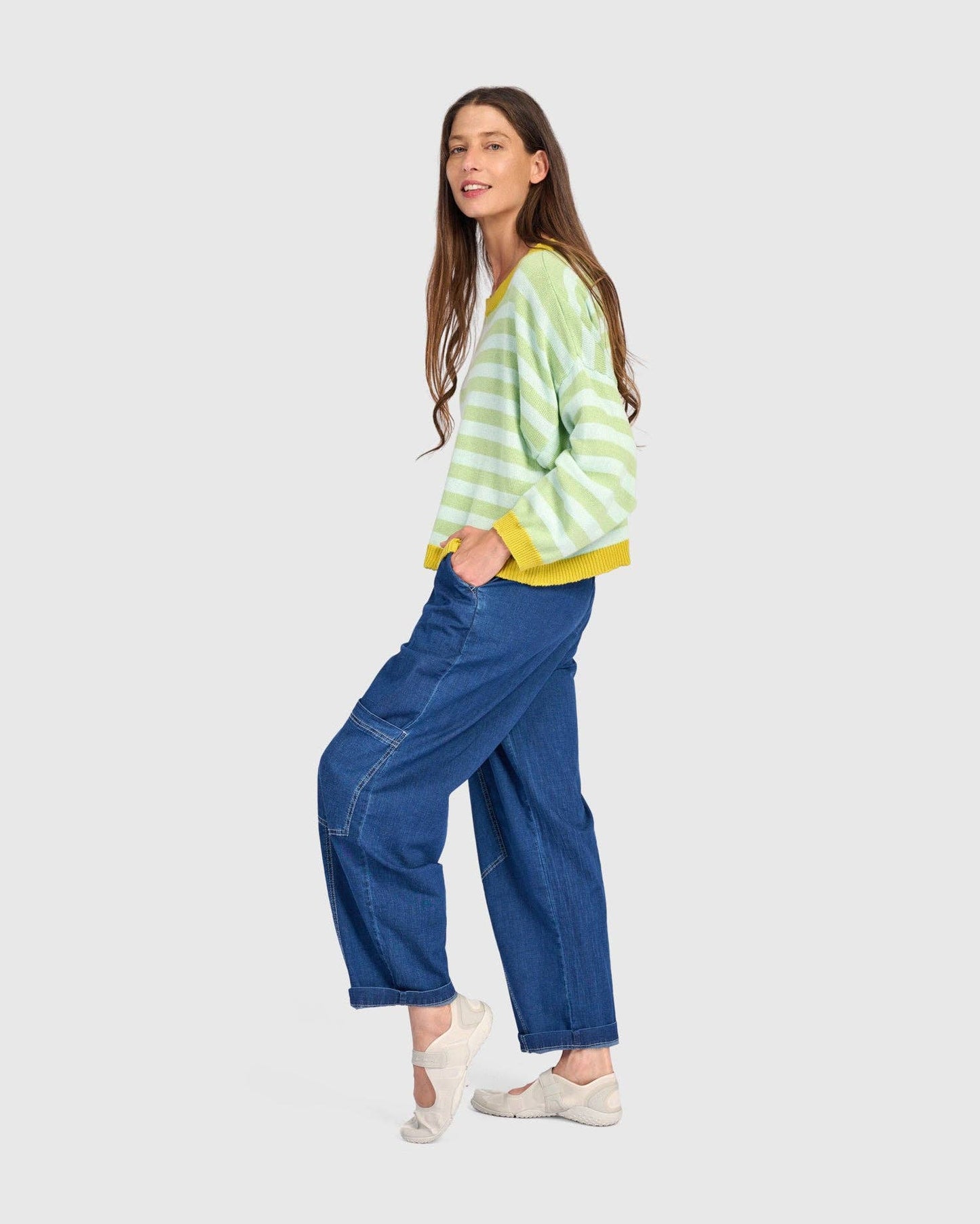 Lolly Stripe Sweater, Pistachio: Pistachio / ONE SIZE