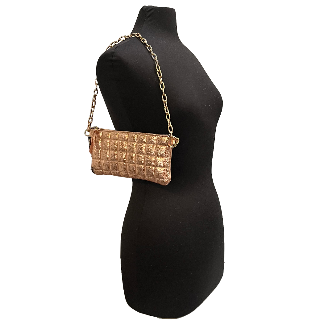 The QUILTED Sophia: Mango / Chain Shoulder Strap