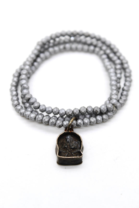 Matte Crystal Necklace with Small Buddha -Buddha Collection-: Option 1