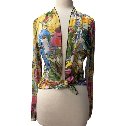 JADE Sheer Long Sleeve Print Bolero Cover-up : S