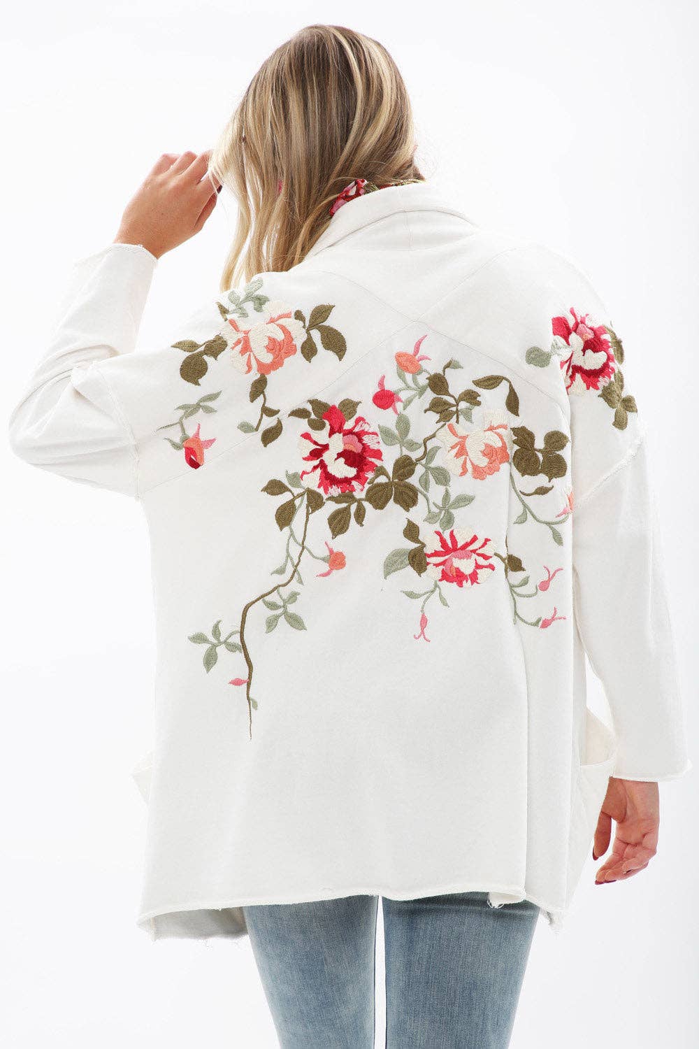 Knitted Romance Jacket | Embroidered French Jacket | Artisan: White / XL