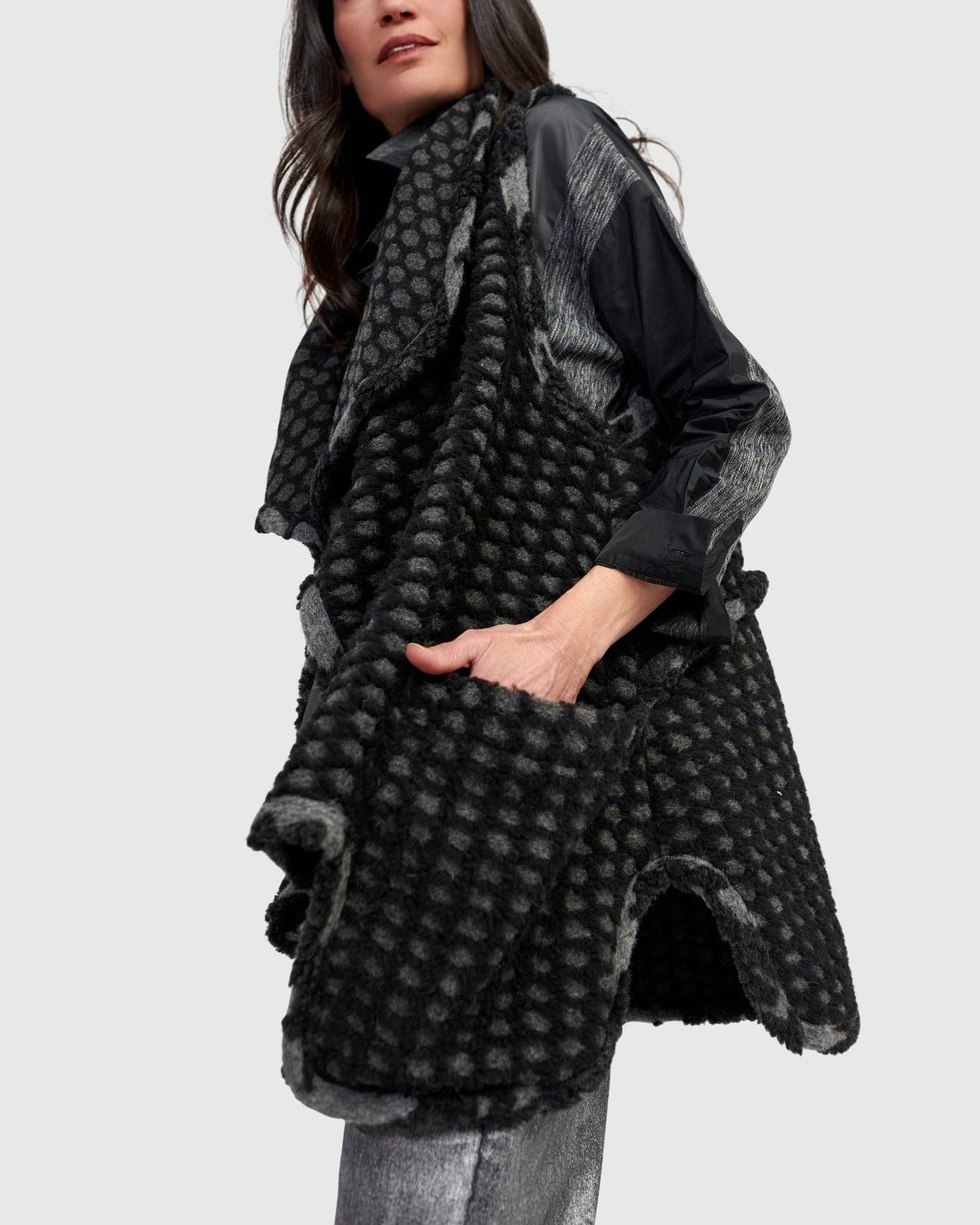 Ashen Cozy Draped Vest, Net: Net / S (US 8-12)