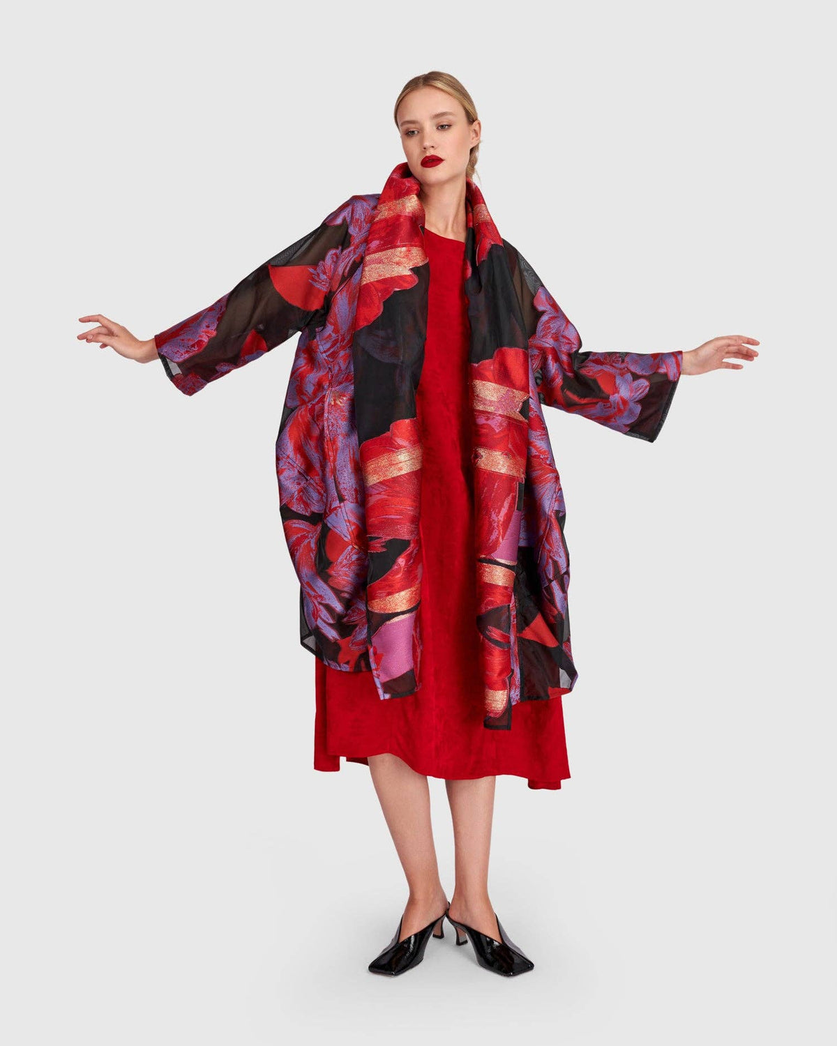 Yoru Cocoon Jacket, Red/Purple Floral: Tsarina / XL (US 18-20)