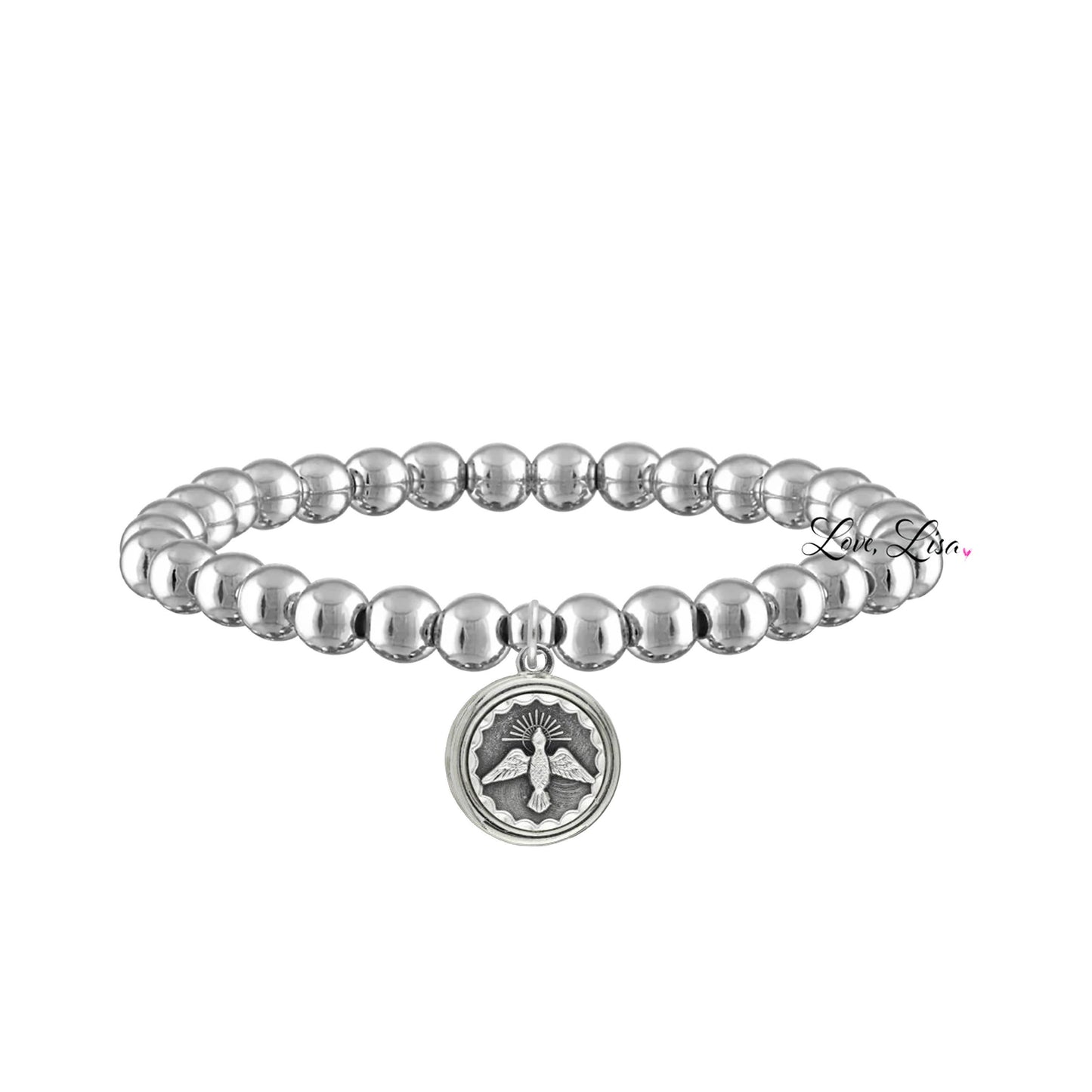 Catholic Medal Saint Stretch Bracelets  & Prayer Cards: Silver / St. Christopher