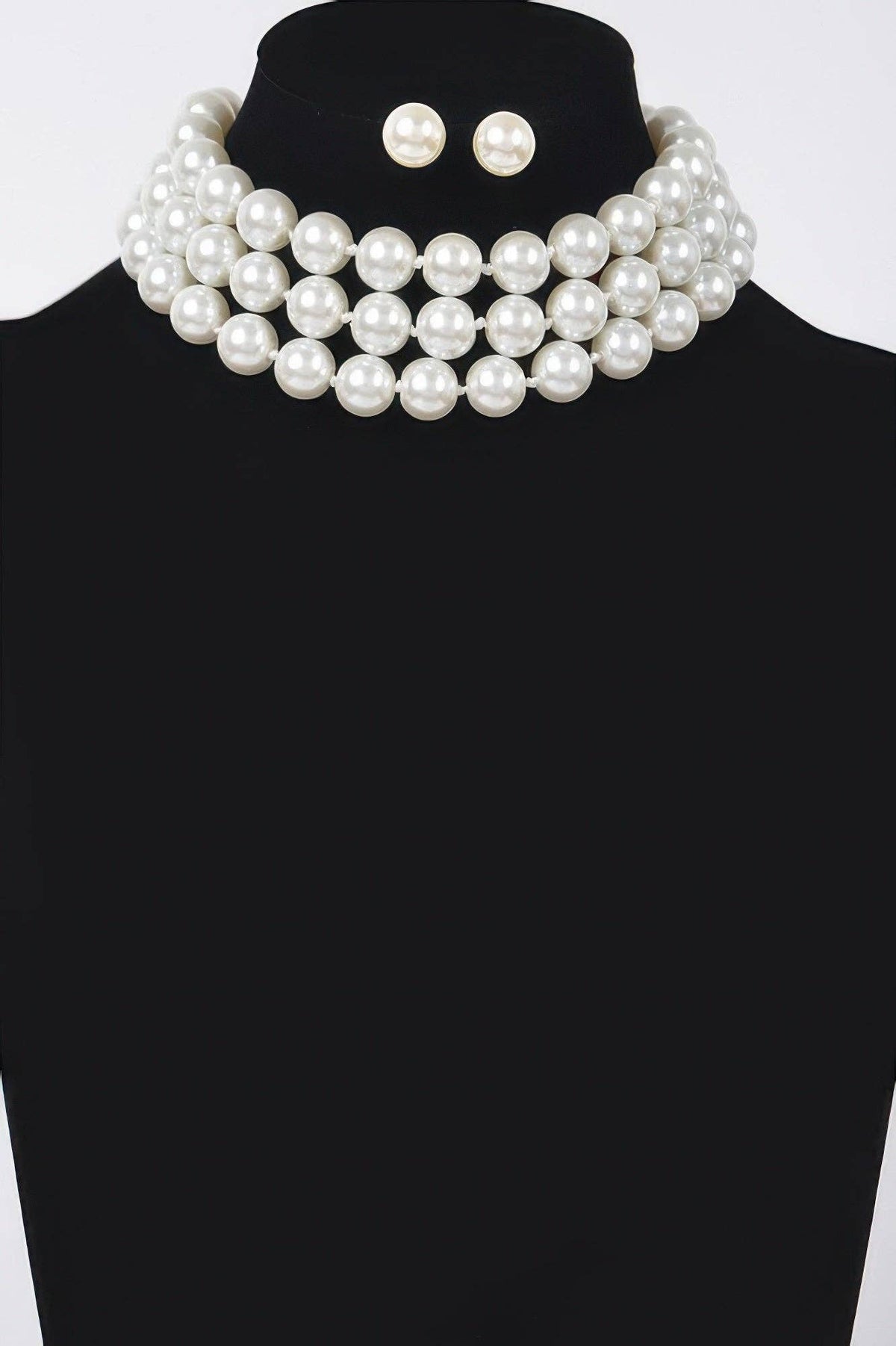 SUTTON PLACE Faux Pearl Necklace & Earring Set: BYMANYC ® New York: Ivory