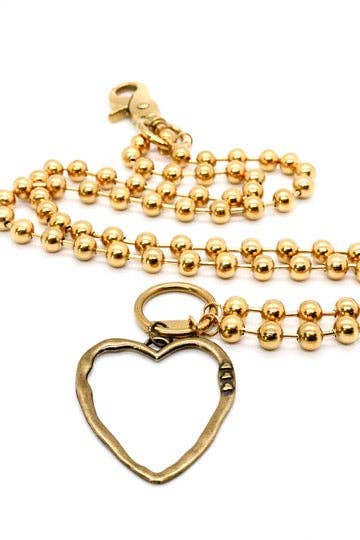 Brass Cutout Heart Convertible Gold Chain Necklace: Single 8mm