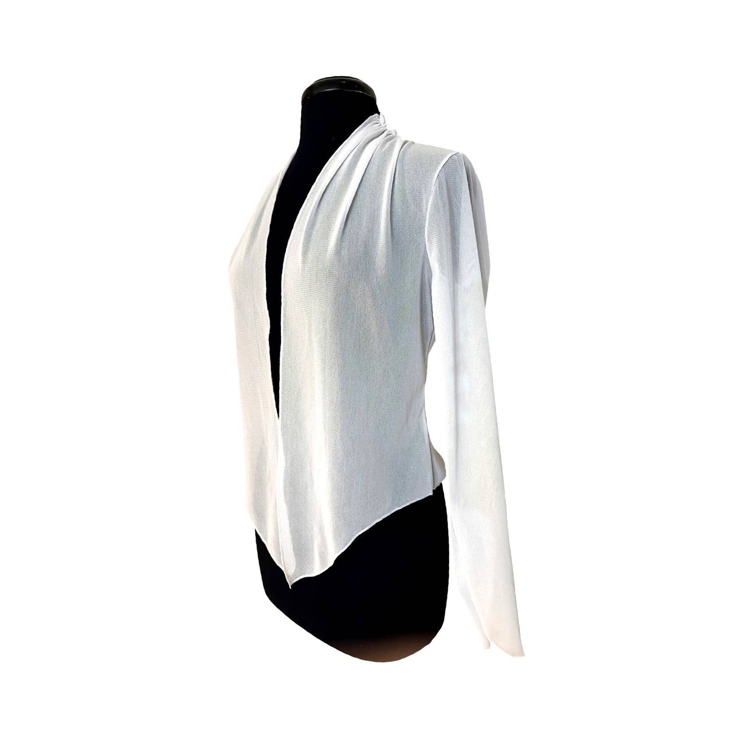 MAXIMA Sheer long Sleeve jacket Bolero  WHITE: L