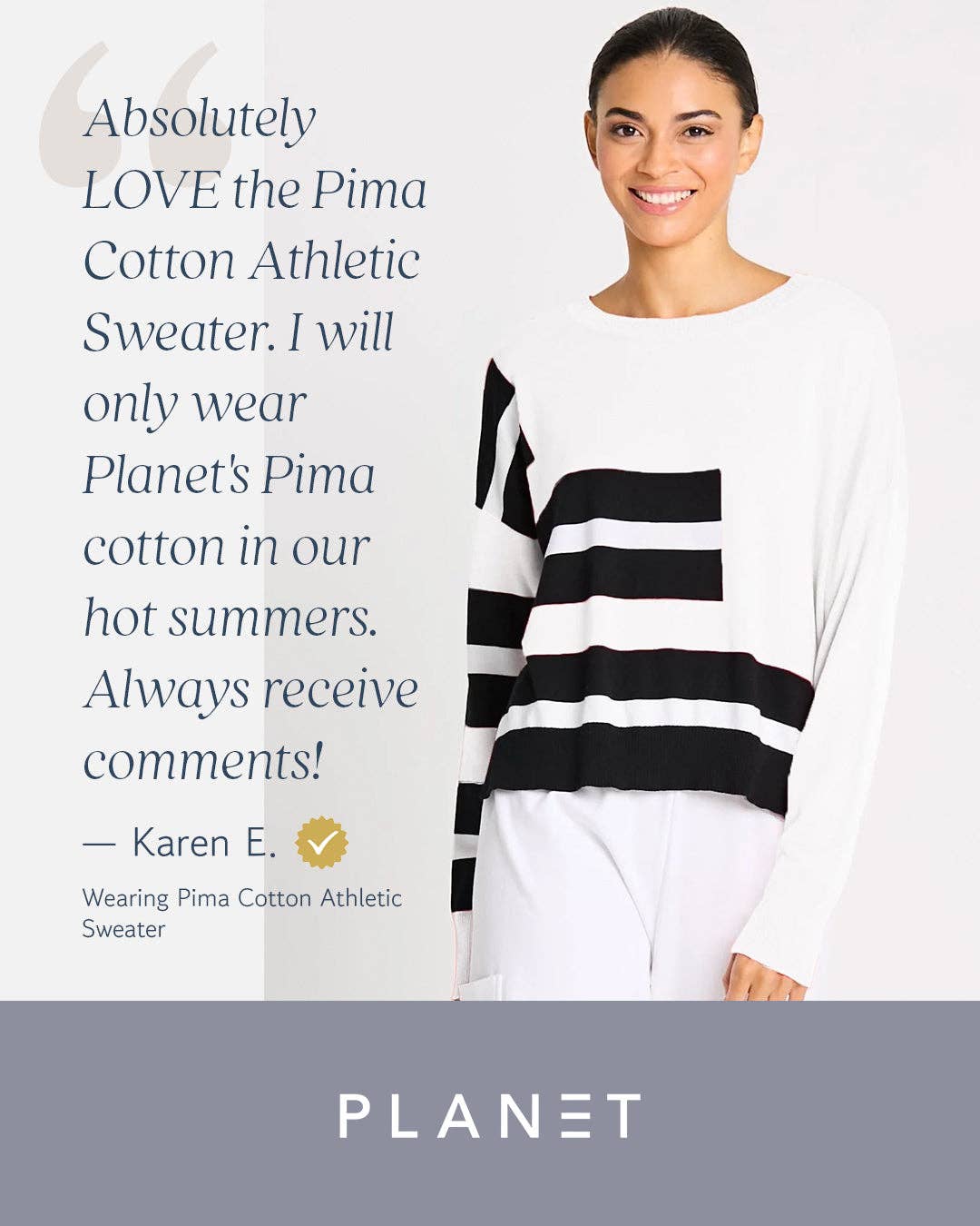 Pima Cotton Athletic Sweater - White