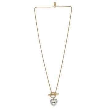 Two Tone Short Heart Necklace